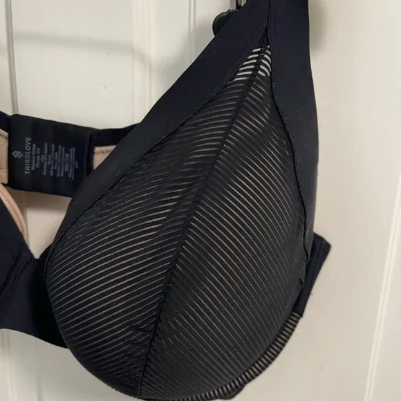 ThirdLove Shadow Stripe Plunge Bra Size 40F Black Lace - Picture 5 of 10